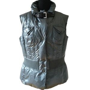 Marc Aurel Metallic Grey Light Down Quilted Vest Large +